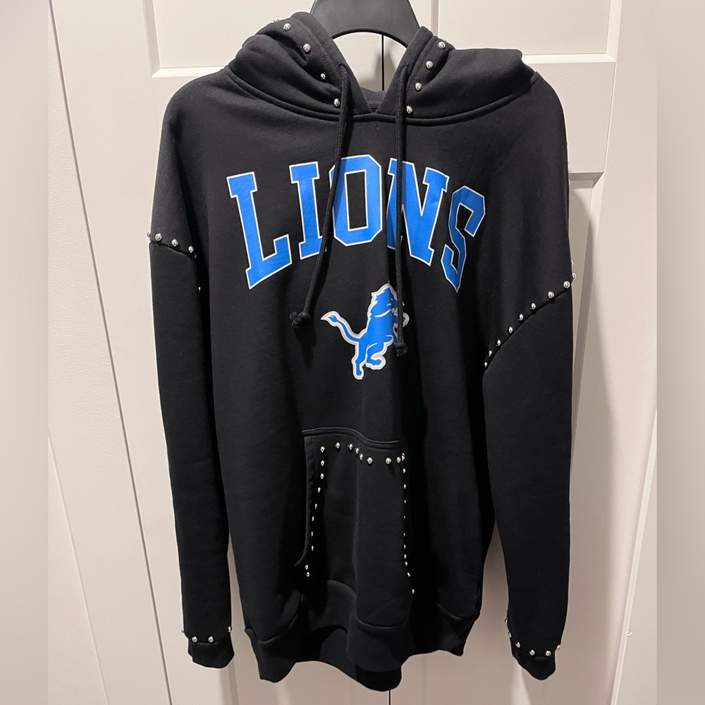 GAMEDAY COUTURE PRE-LOVED AUTHENTIC WOMEN’S BLACK/BLUE & SILVER STUDDED HOODIE